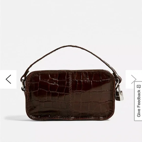 Brown Croc-Embossed Crossbody Bag - Picture 10 of 10